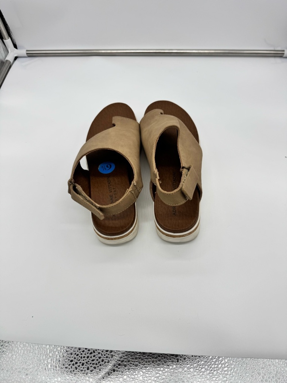 Adrienne Vittadini Beige/Tan Open-Toe Slingback Sandals - Picture 5 of 5